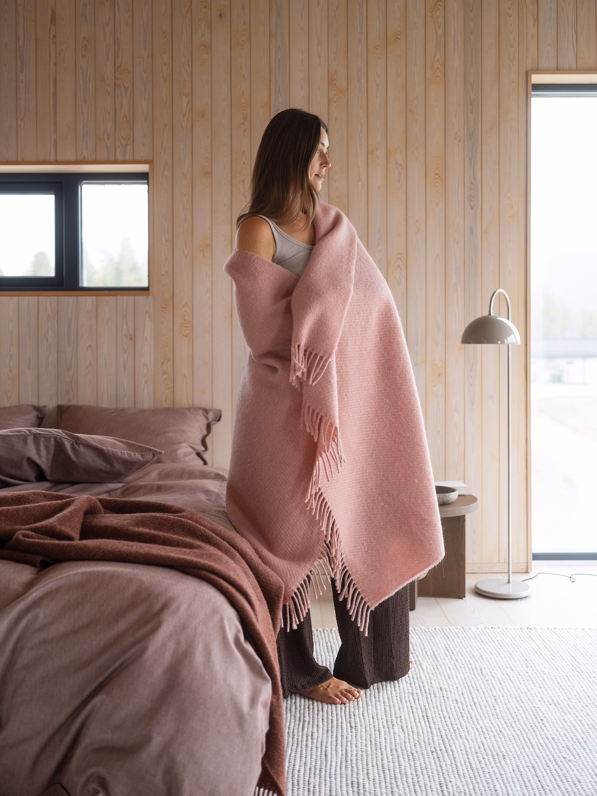 Falketind ullpläd varm rosa