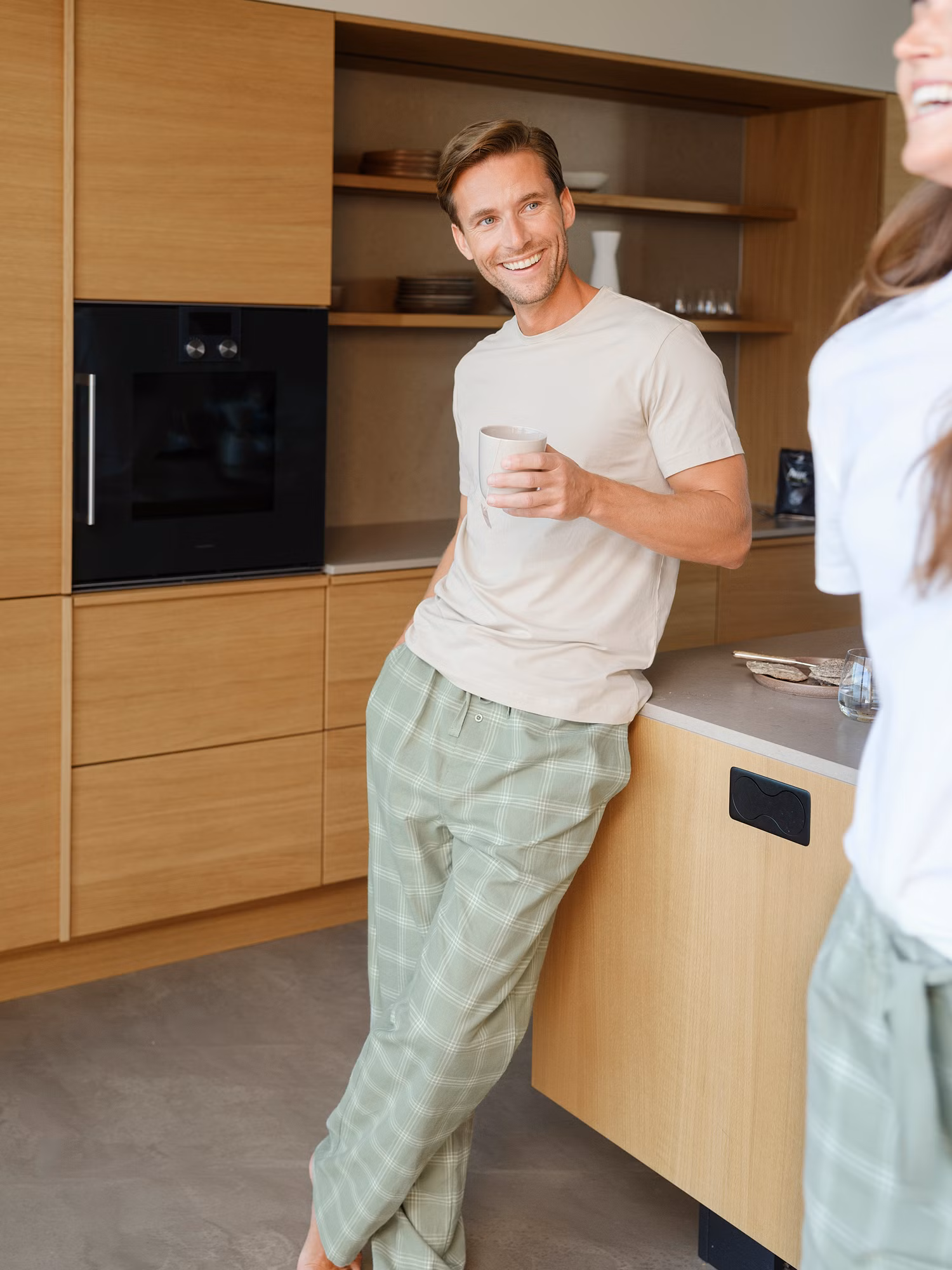 Ravnen herrpyjamasbyxor dämpad grön