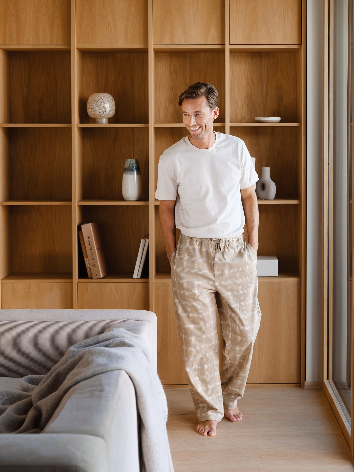 Ravnen herrpyjamasbyxa beige