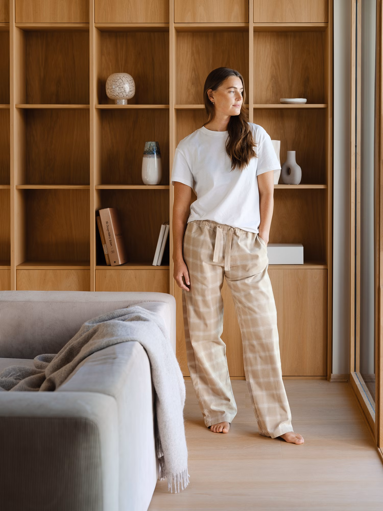 Ravnen pyjamasbyxor beige dam