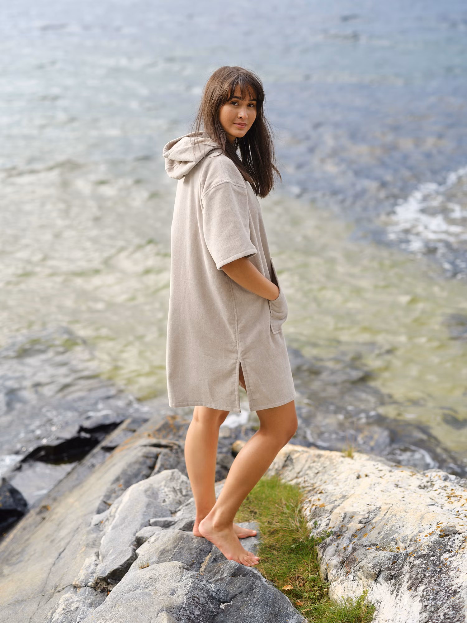 Chill badponcho beige