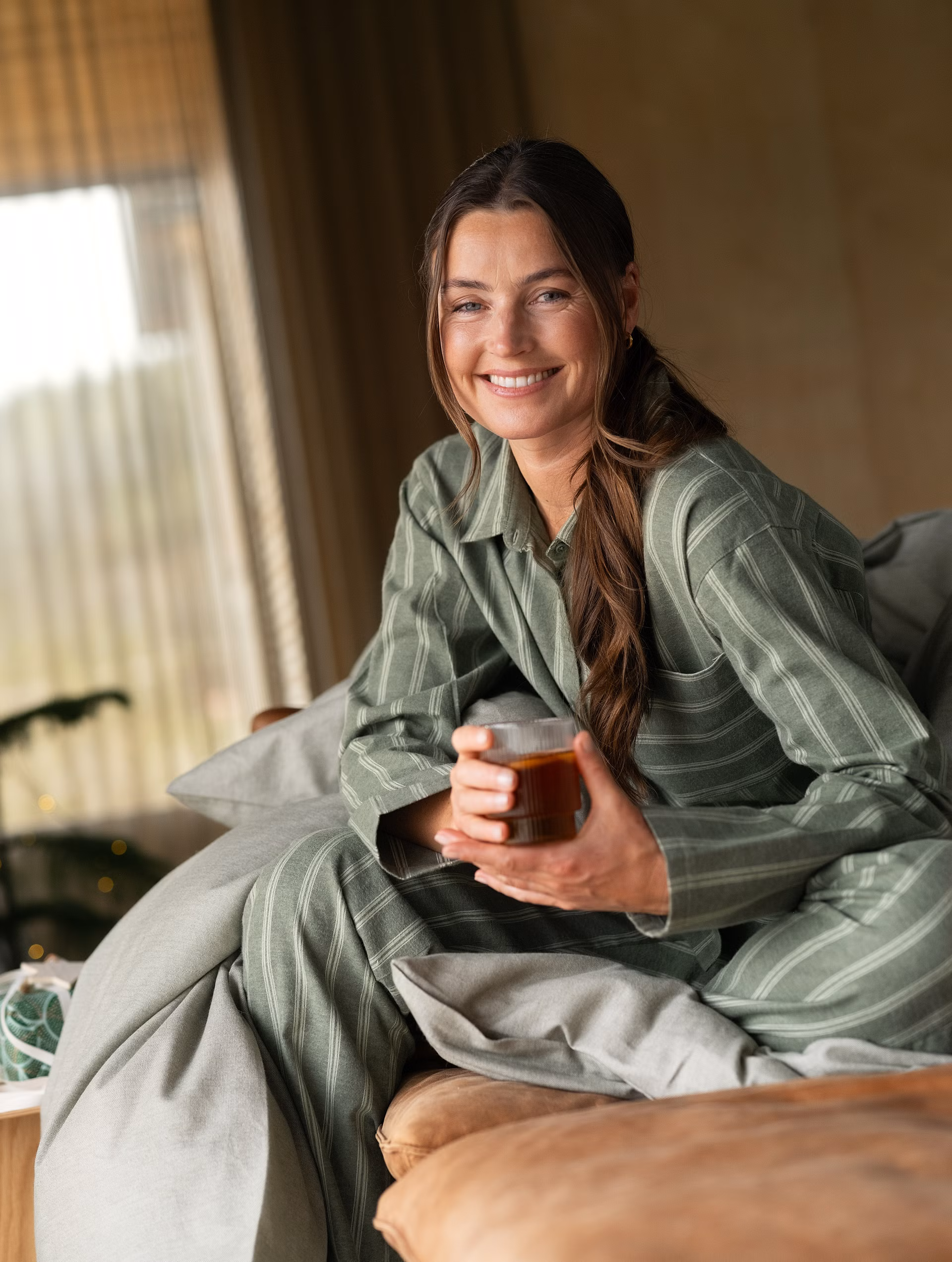 Nova flanell pyjamas dam grön