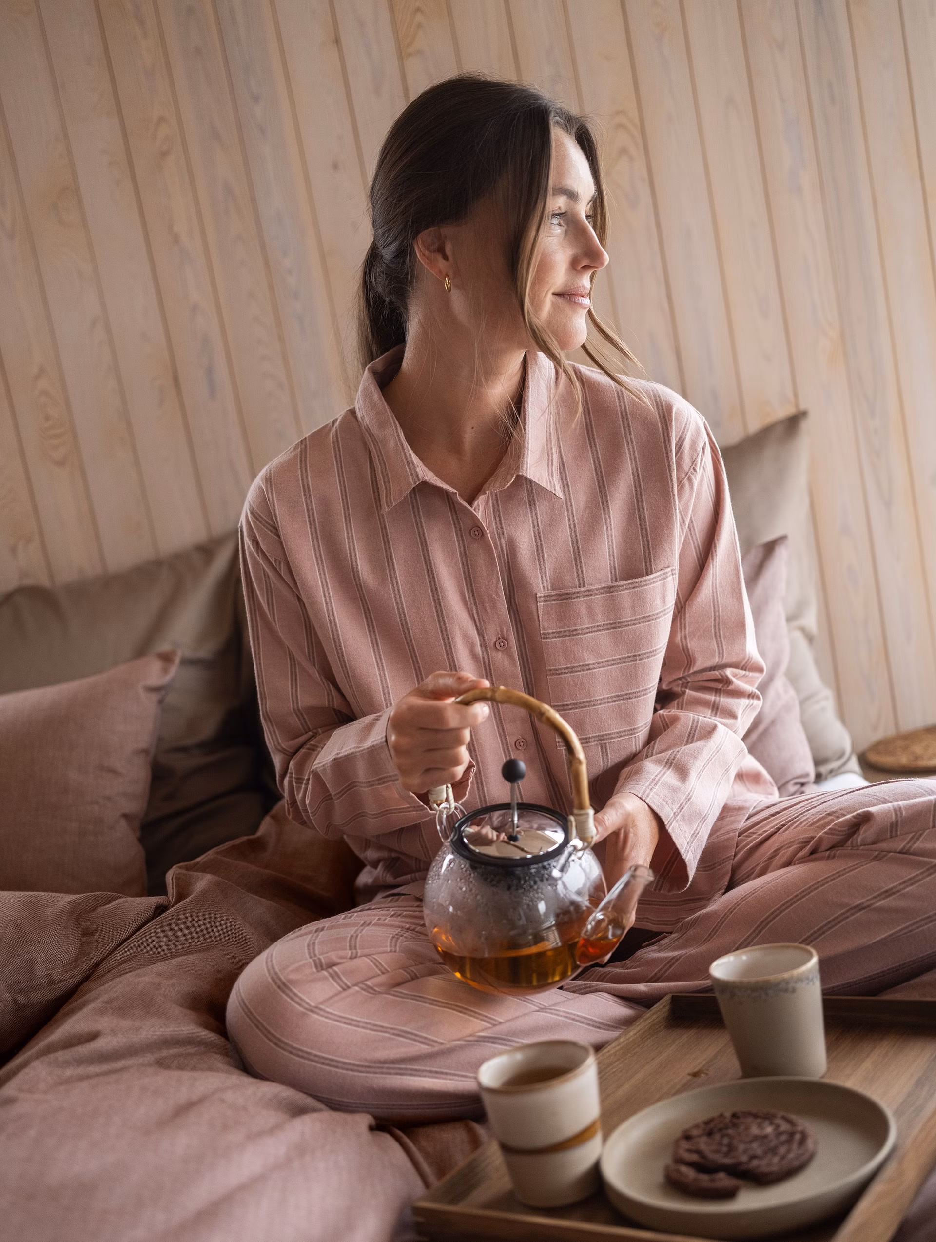Nova flanell pyjamas dam varm rosa