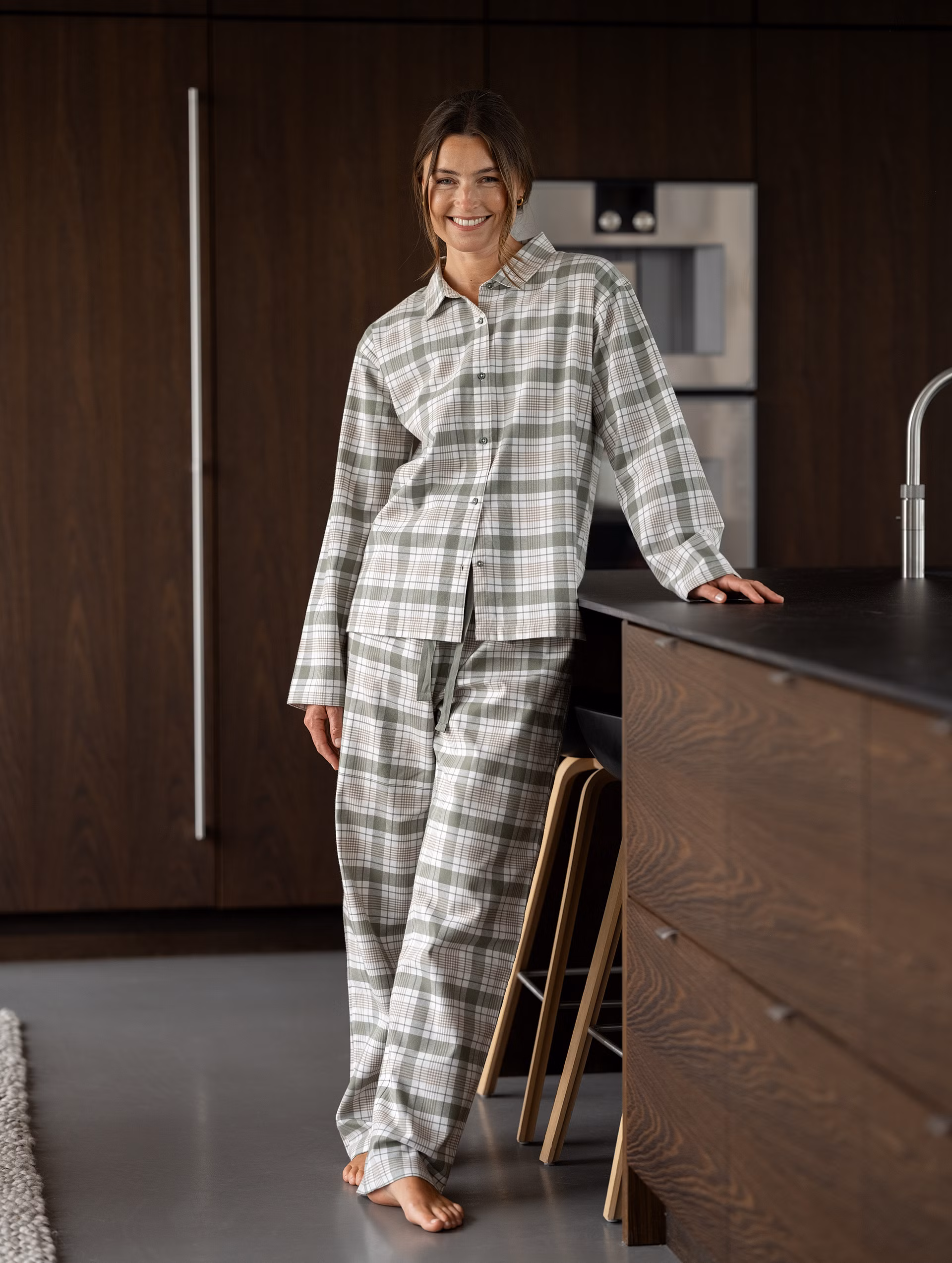 Gabriel flanell pyjamas dam grön