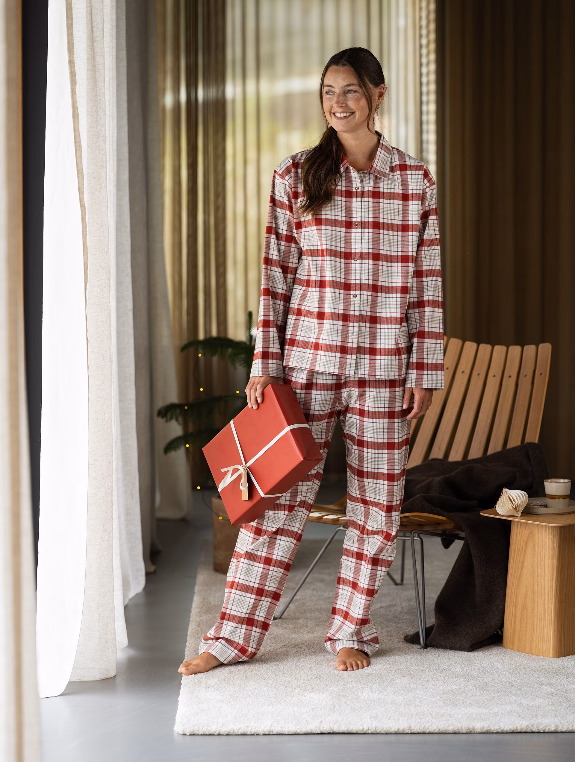 Gabriel flanell pyjamas dam röd