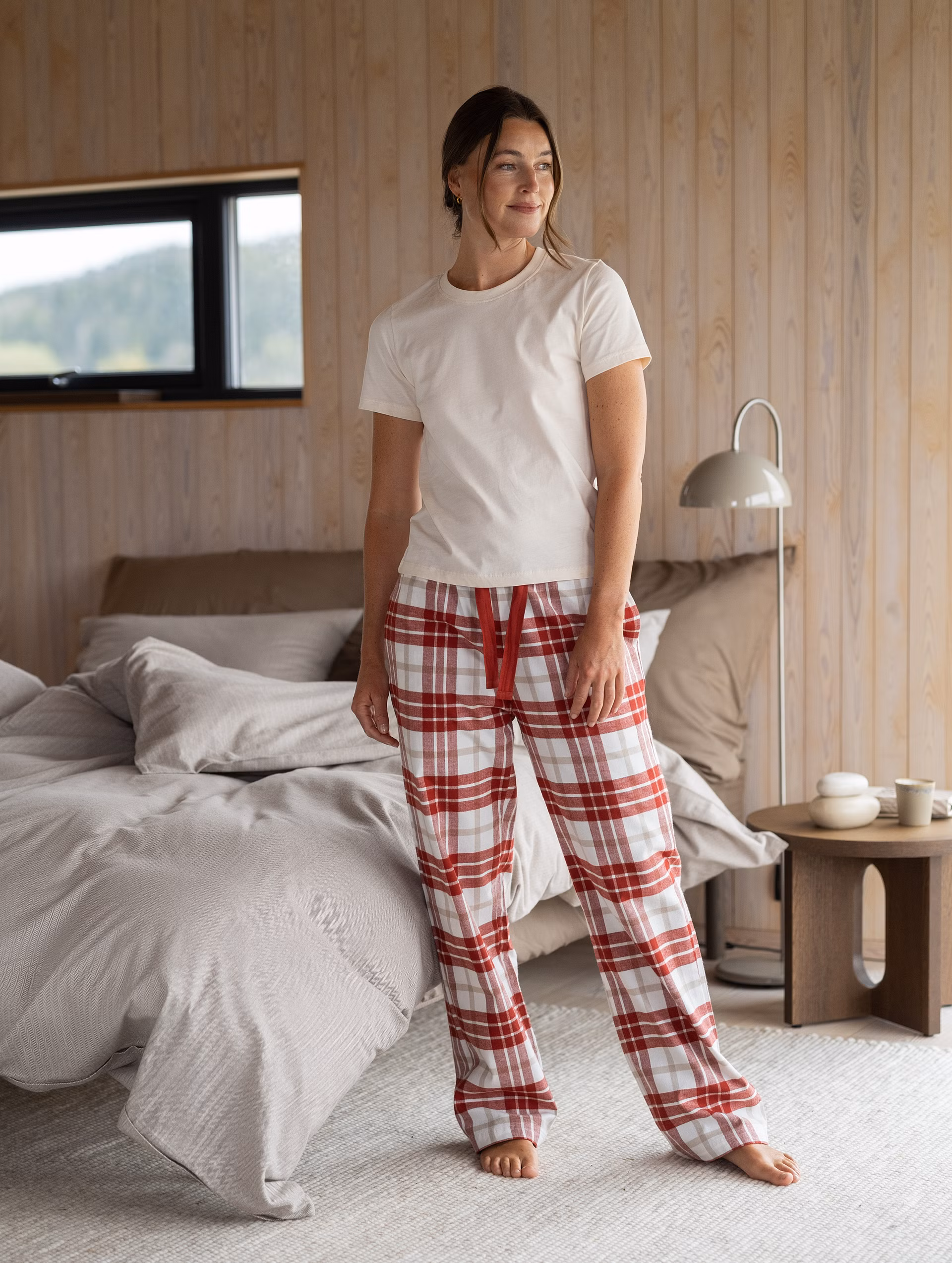 Lukas flanell pyjamasbyxa dam röd