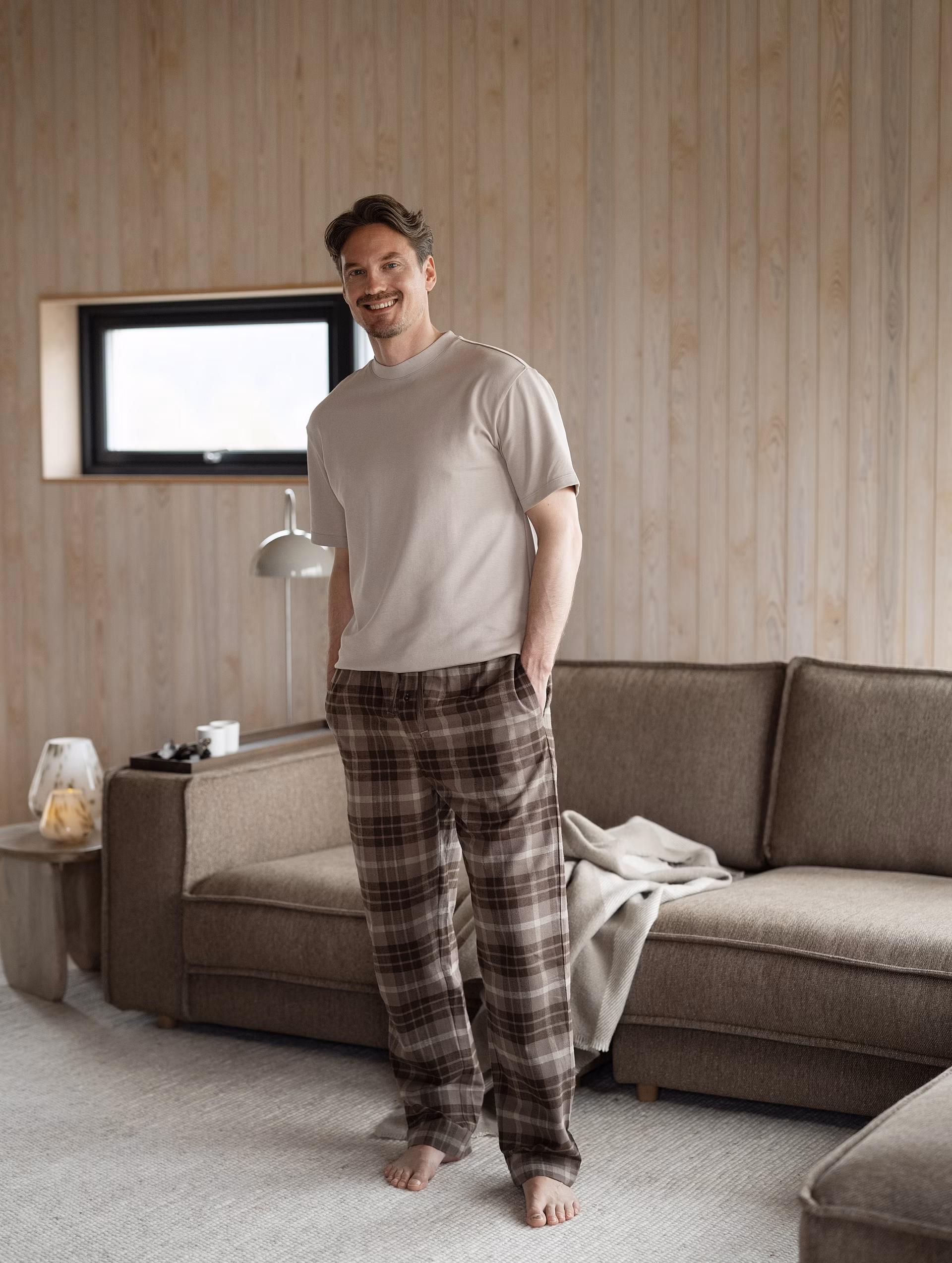 Lukas flanell pyjamasbyxa herr chokladbrun