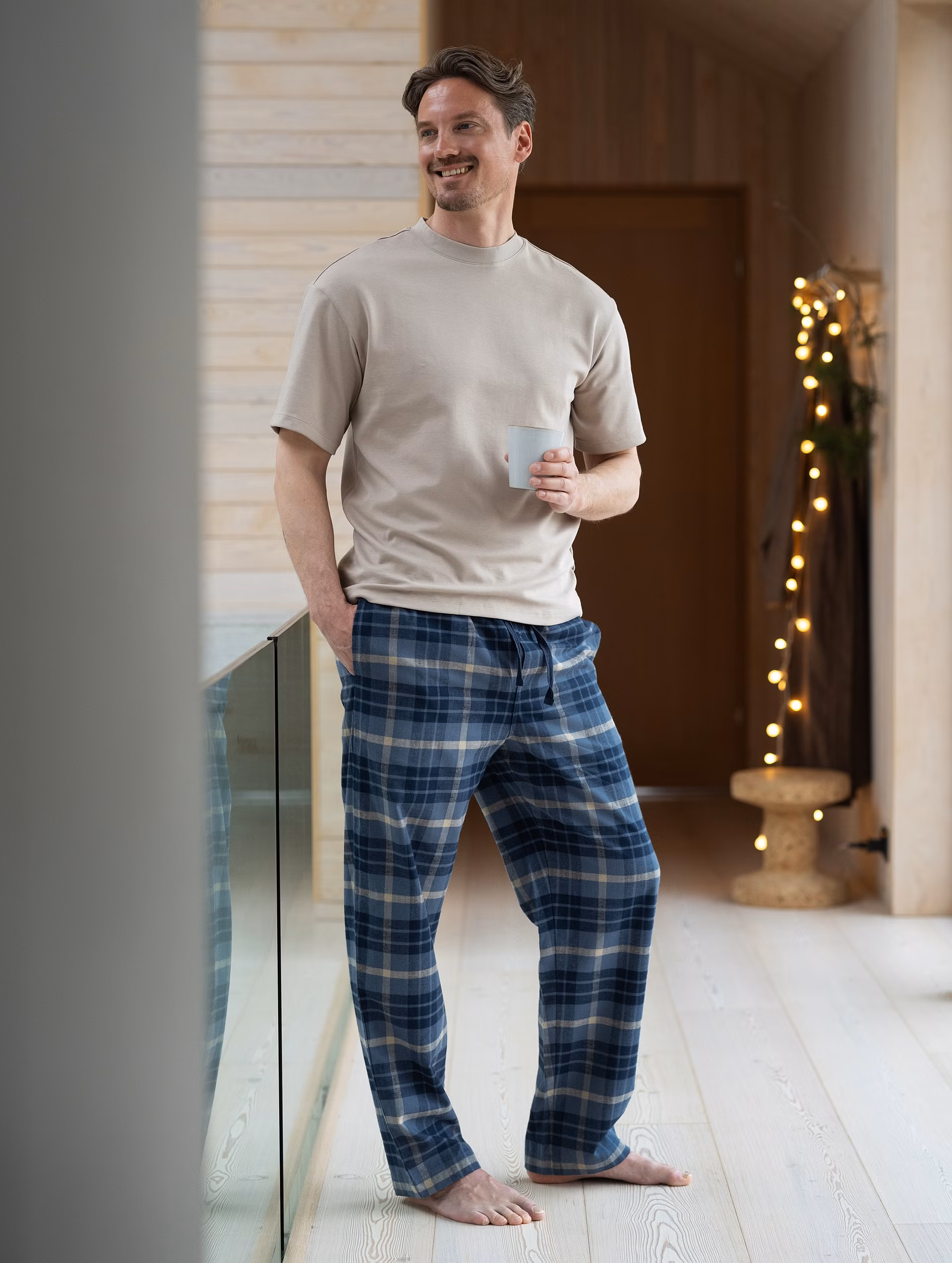 Lukas flanell pyjamasbyxa herr blå